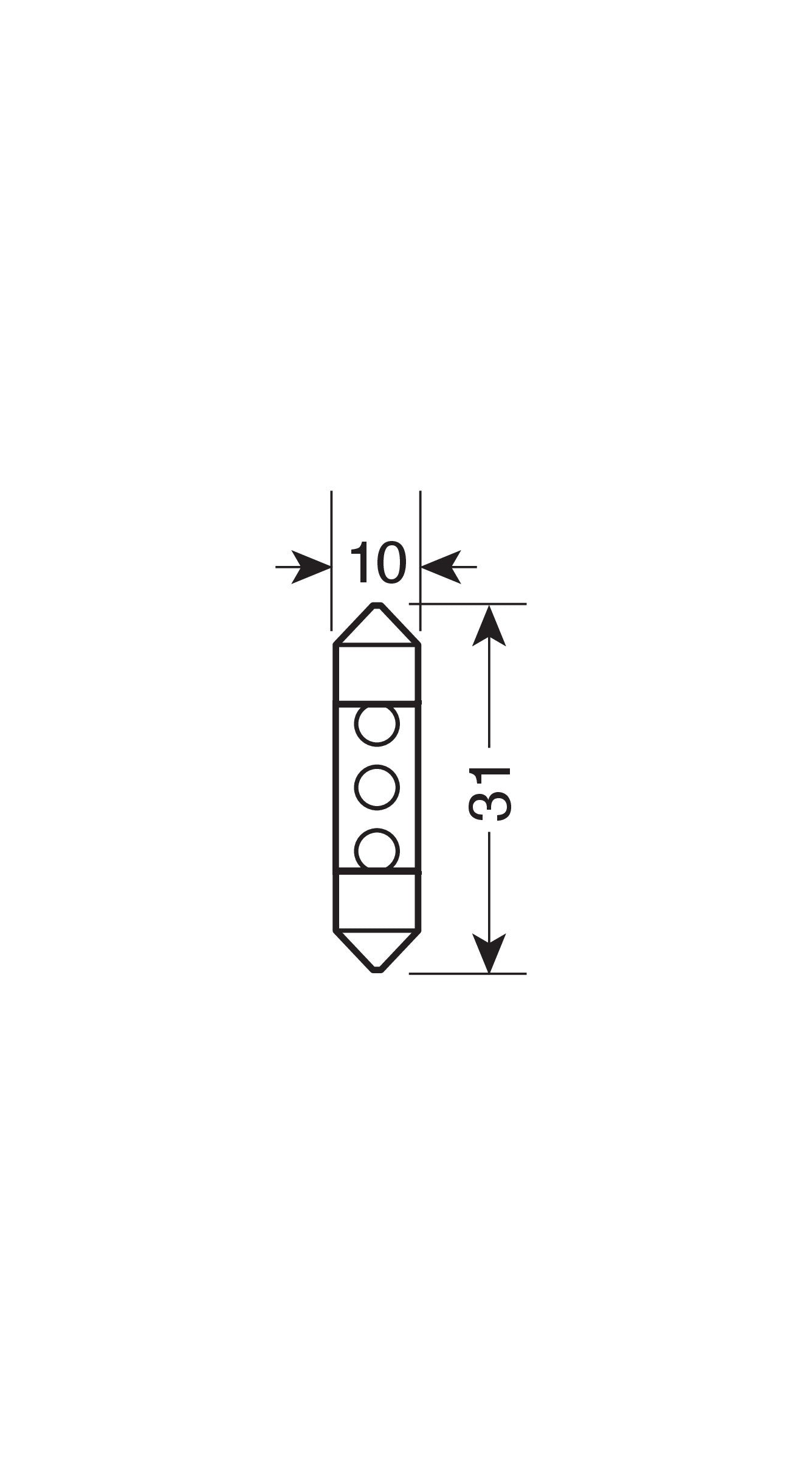 12V Led Series - 3 Led - 10x31 mm - SV8,5-8 - 2 pz - Scatola - Bianco