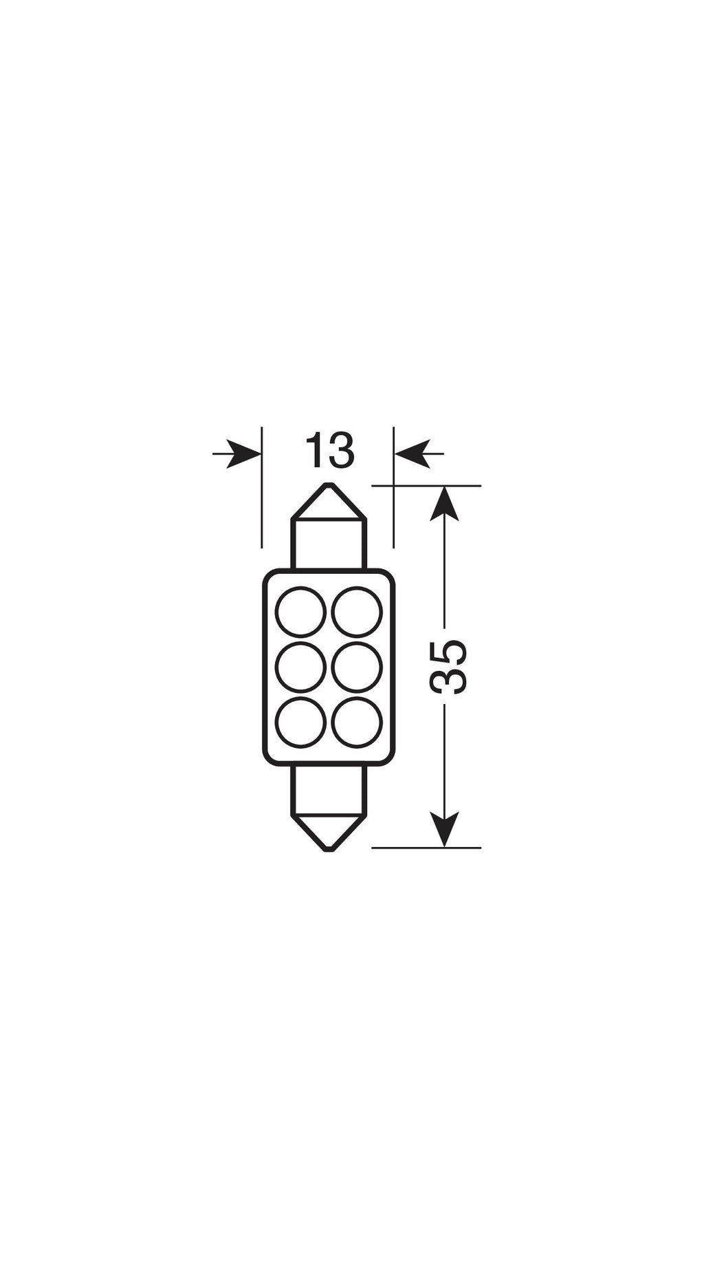 12V Led Series - 6 Led - 13x35 mm - SV8,5-8 - 1 pz - Scatola - Blu