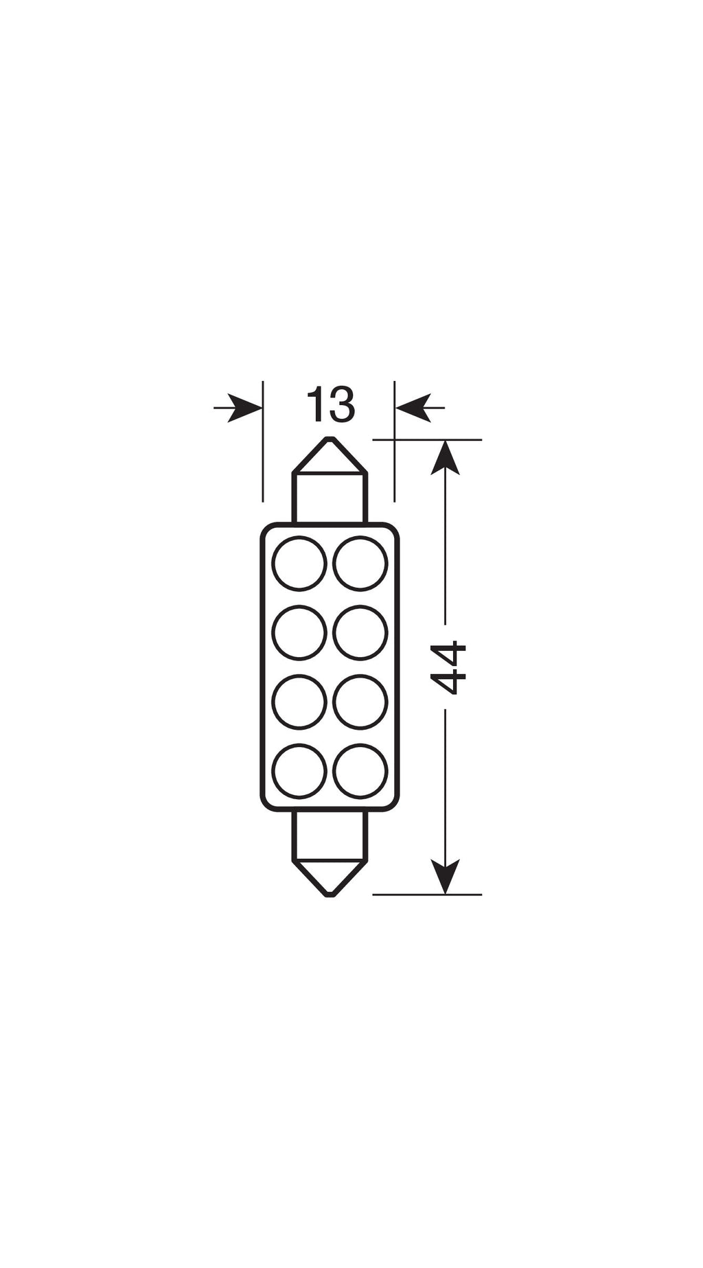 12V Led Series - 8 Led - 13x44 mm - SV8,5-8 - 1 pz - Scatola - Blu