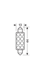 12V Led Series - 8 Led - 13x44 mm - SV8,5-8 - 1 pz - Scatola - Blu