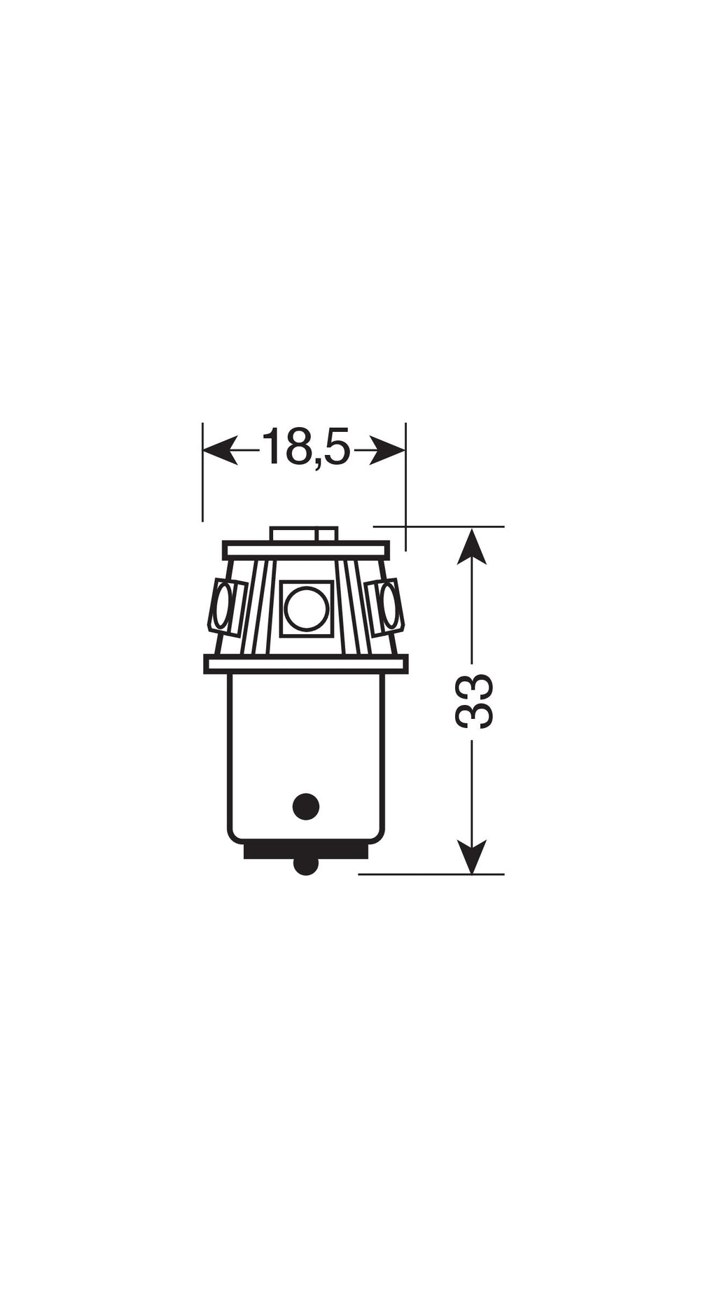 12V Led Series - 6 SMD x 3 chips - (P21W) - BA15s - 1 pz - Scatola - Bianco - Doppia polarità