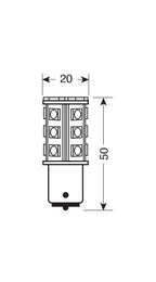 12V Led Series - 27 SMD x 3 chips - (P21W) - BA15s - 1 pz - Scatola - Bianco