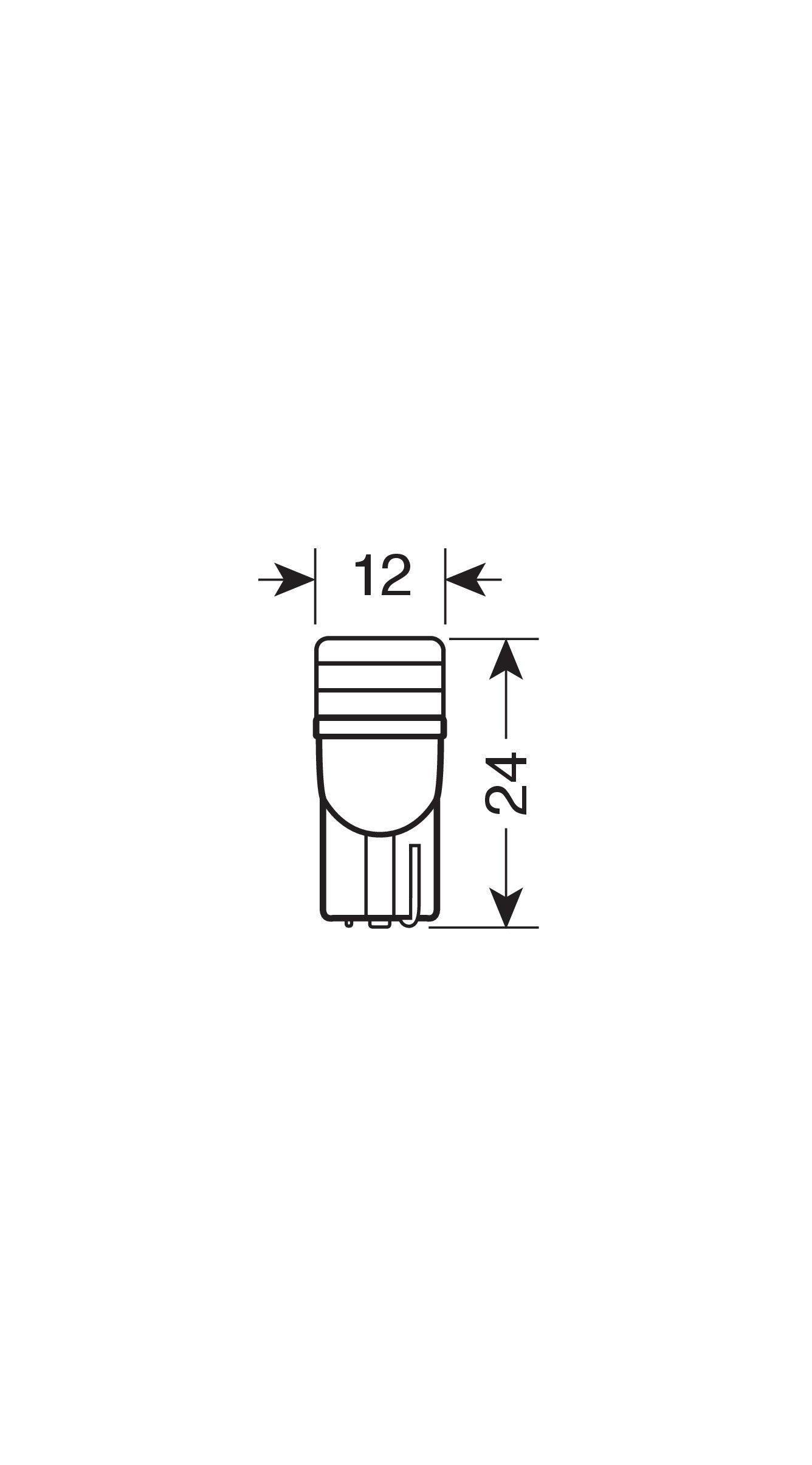 12V Mega-Led 2 - 2 super chips - (T10) - W2,1x9,5d - 2 pz - Scatola - Bianco - Doppia polarità