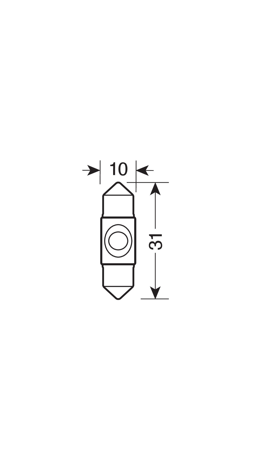 12V Led Series - 1 SMD x 2 chips - 10x31 mm - SV8,5-8 - 1 pz - Scatola - Bianco