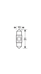 12V Led Series - 1 SMD x 2 chips - 10x31 mm - SV8,5-8 - 1 pz - Scatola - Bianco