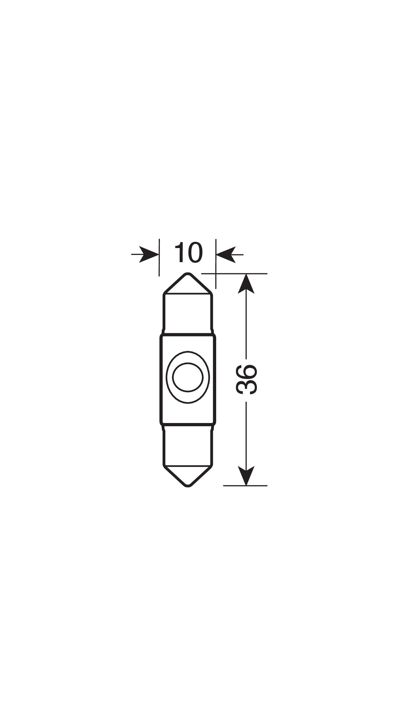 12V Led Series - 1 SMD x 2 chips - (C5W) - 10x36 mm - SV8,5-8 - 1 pz - Scatola - Bianco