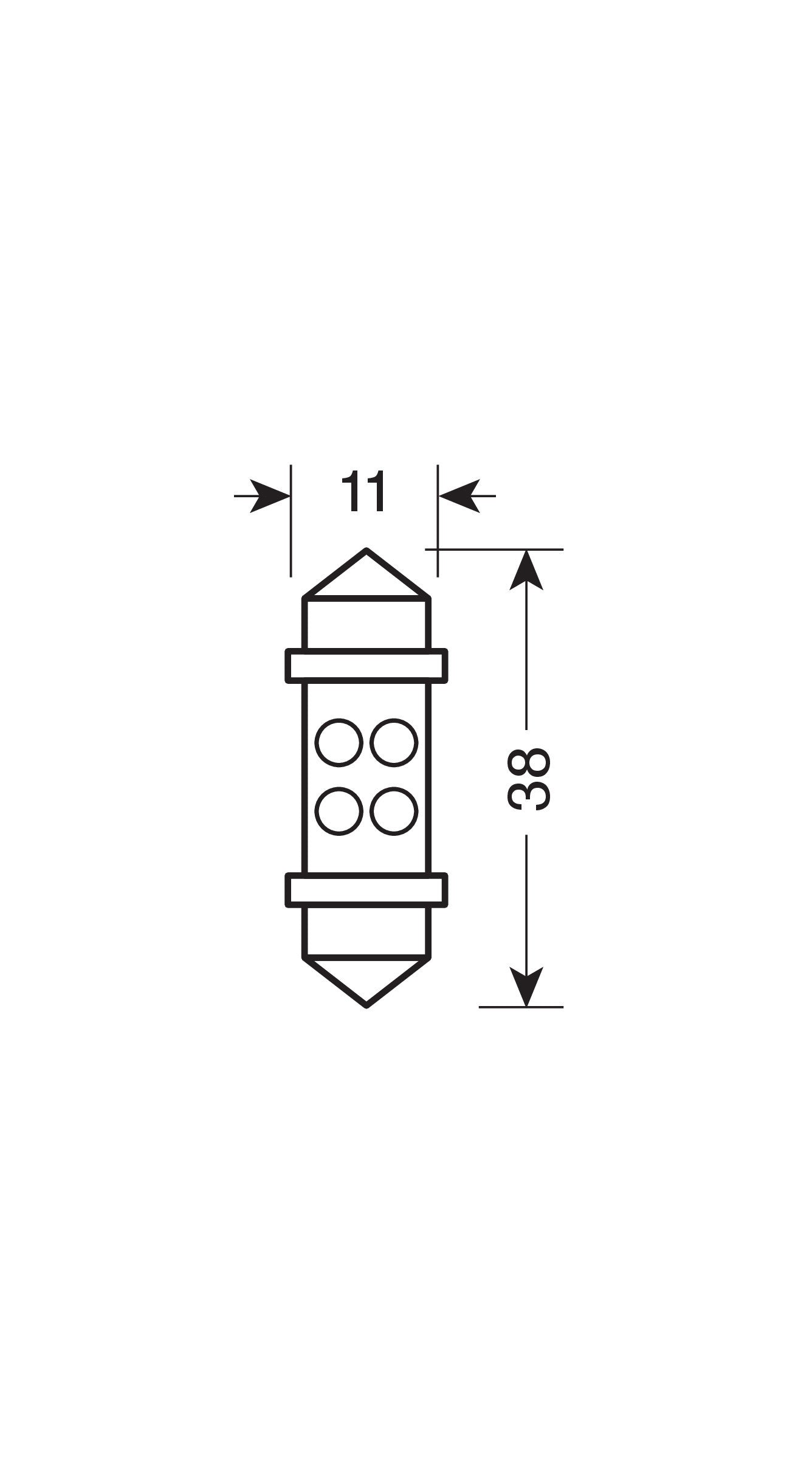 24V Led Series - 4 Led - 11x38 mm - SV8,5-8 - 2 pz - Scatola - Bianco