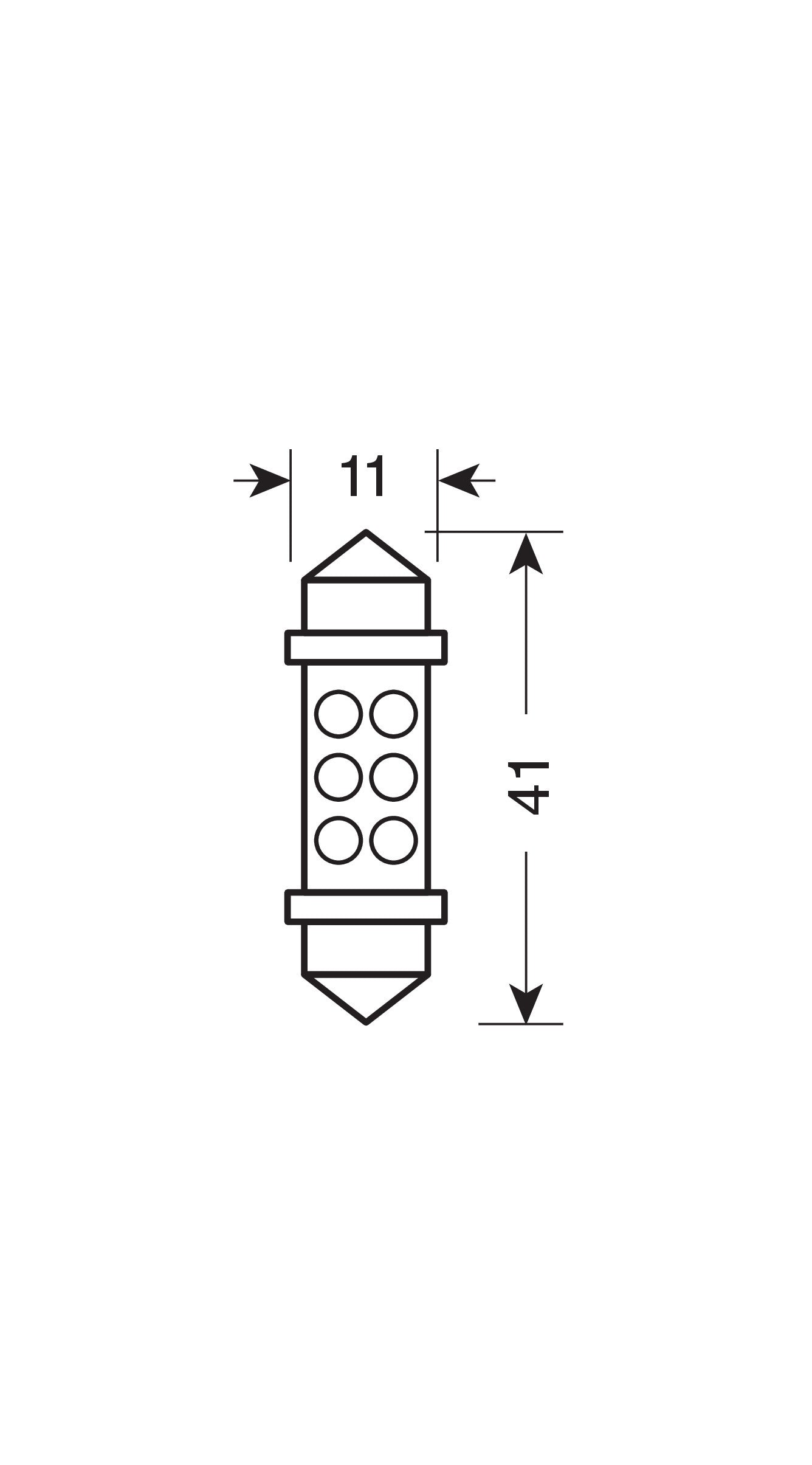 24V Led Series - 6 Led - 11x41 mm - SV8,5-8 - 2 pz - Scatola - Bianco