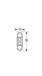 12V Led Series - 2 SMD x 3 chips - 10x32 mm - SV8,5-8 - 1 pz - Scatola - Bianco - Doppia polarità - Resistenza incorporata