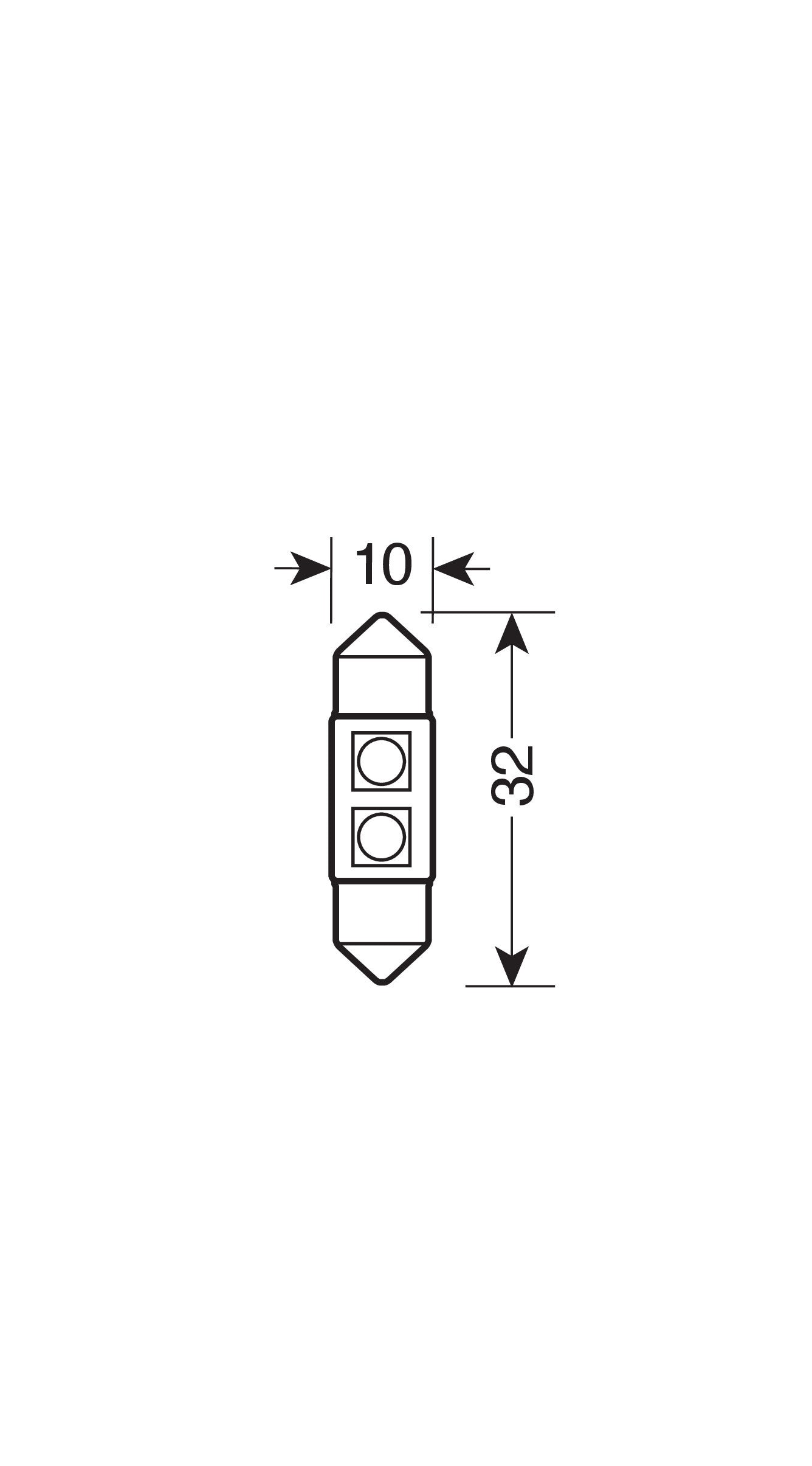 12V Led Series - 2 SMD x 3 chips - 10x32 mm - SV8,5-8 - 1 pz - Scatola - Bianco - Doppia polarità - Resistenza incorporata