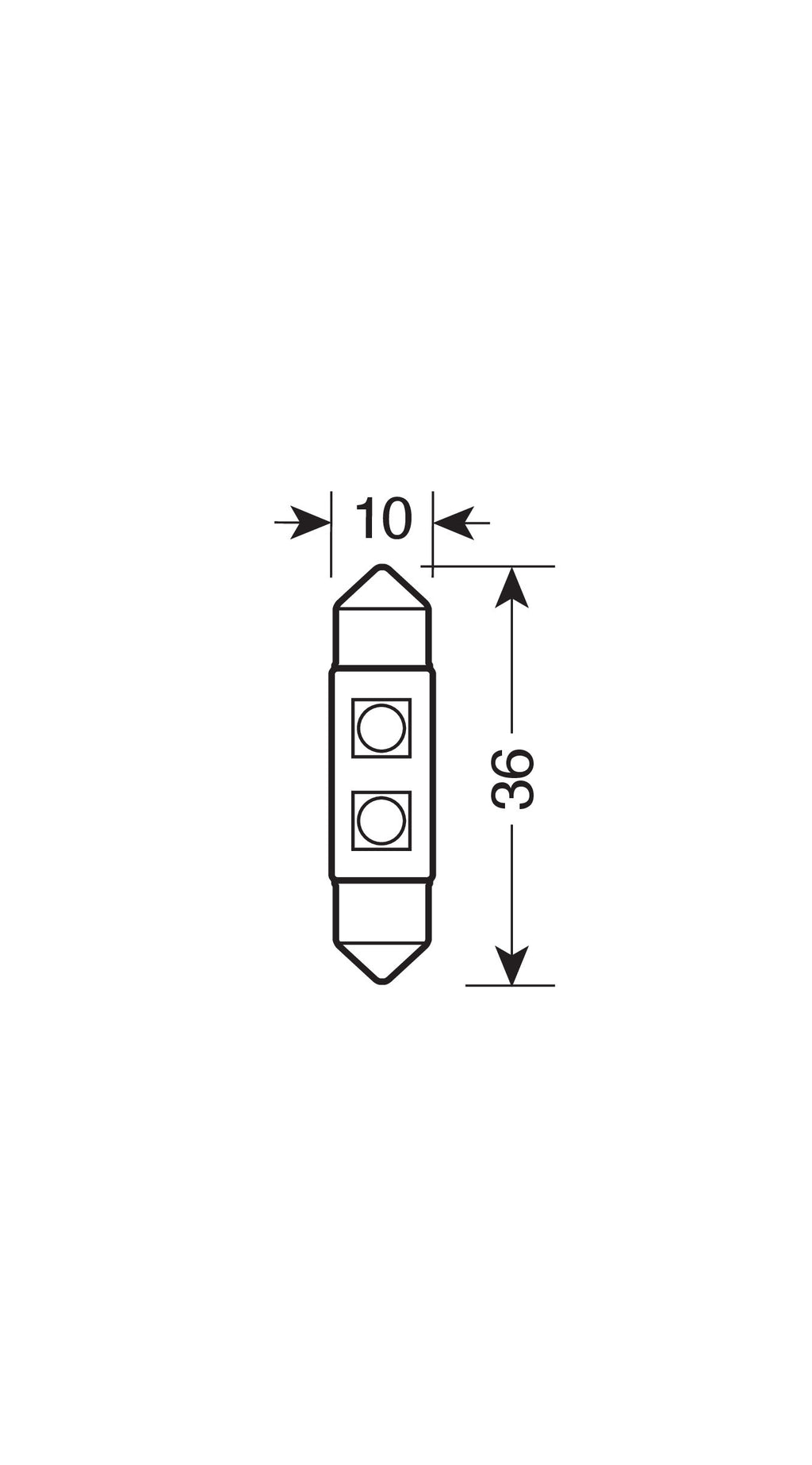 12V Led Series - 2 SMD x 3 chips - (C5W) - 10x36 mm - SV8,5-8 - 1 pz - Scatola - Bianco - Doppia polarità - Resistenza incorporata