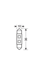 12V Led Series - 2 SMD x 3 chips - (C5W) - 10x36 mm - SV8,5-8 - 1 pz - Scatola - Bianco - Doppia polarità - Resistenza incorporata