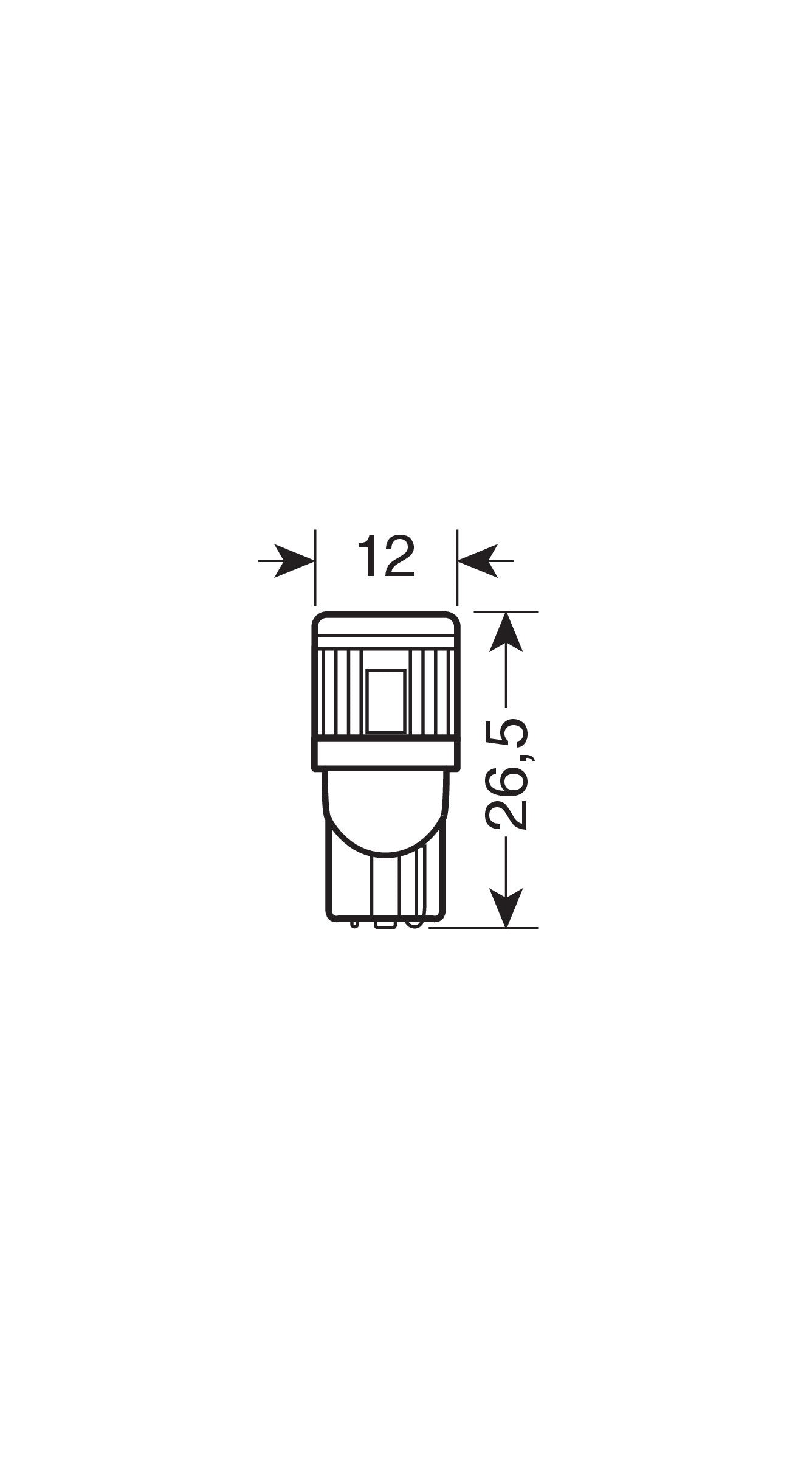 12V Mega-Led 6 - 6 SMD x 1 chip - (T10) - W2,1x9,5d - 2 pz - Scatola - Bianco - Doppia polarità - Resistenza incorporata