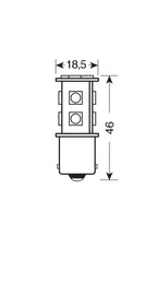 24V Led Series - 11 SMD x 3 chips - (P21W) - BA15s - 1 pz - Scatola - Bianco - Doppia polarità