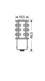 24V Led Series - 39 SMD x 1 chips - (P21W) - BA15s - 1 pz - Scatola - Bianco - Doppia polarità