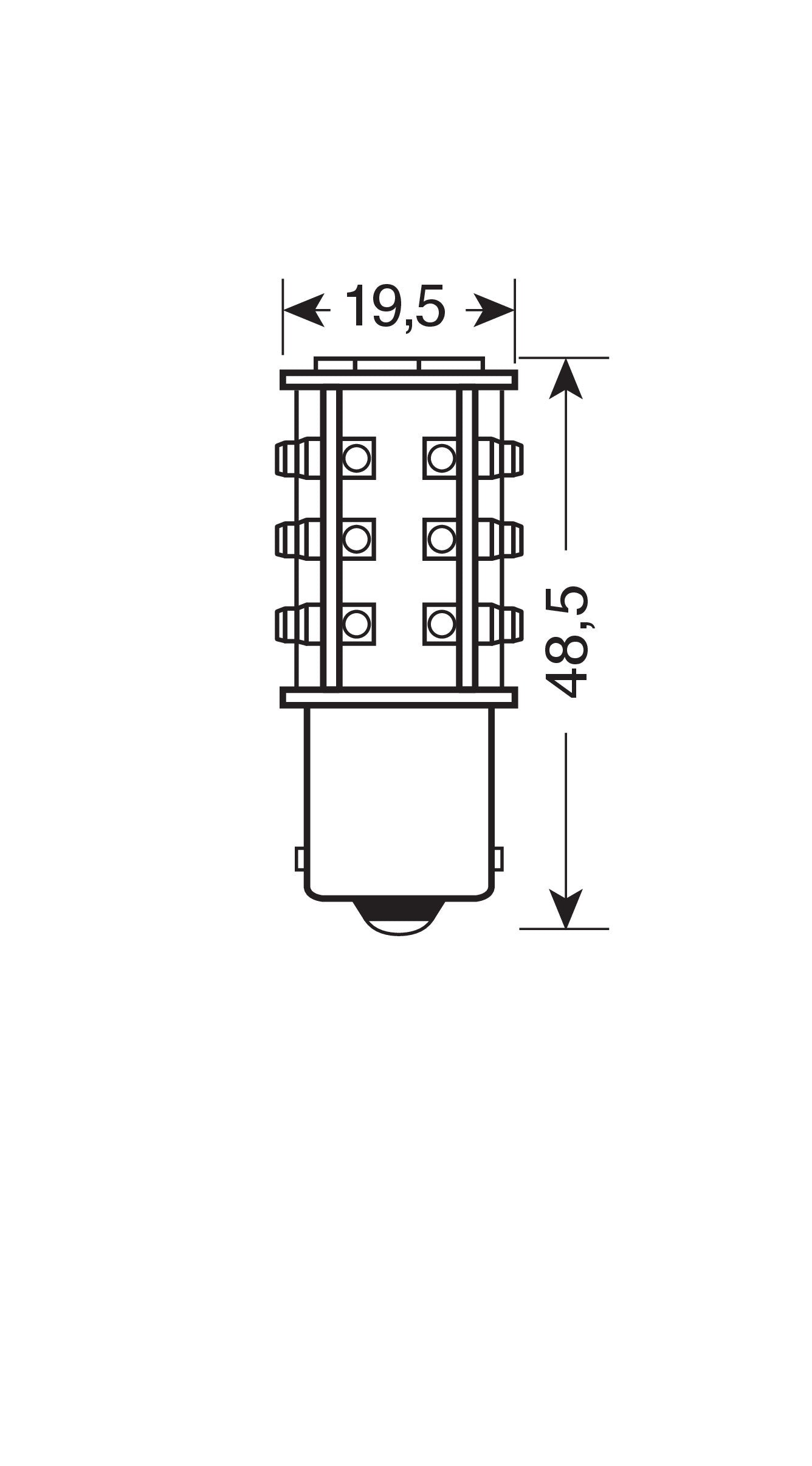 24V Led Series - 39 SMD x 1 chips - (P21W) - BA15s - 1 pz - Scatola - Bianco - Doppia polarità