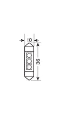 24V Led Series - 3 SMD x 3 chips - (C5W) - 10x36 mm - SV8,5-8 - 2 pz - Scatola - Bianco - Doppia polarità