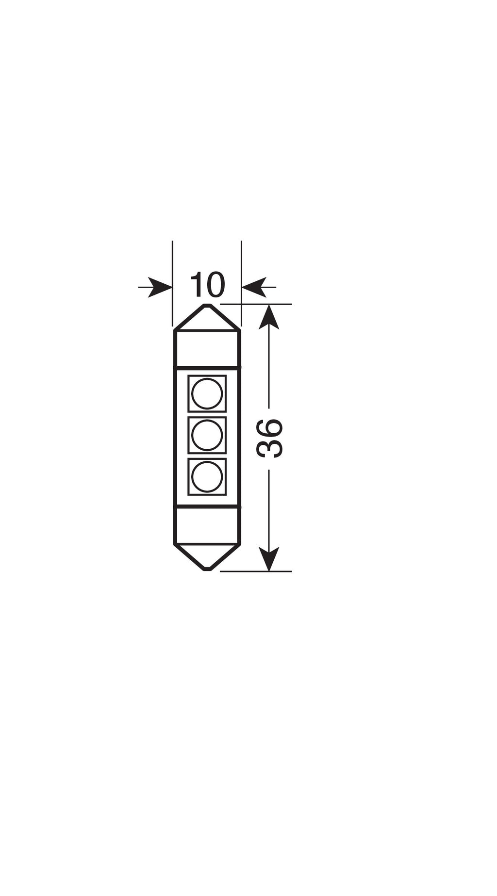 24V Led Series - 3 SMD x 3 chips - (C5W) - 10x36 mm - SV8,5-8 - 20 pz - Scatola - Bianco - Doppia polarità