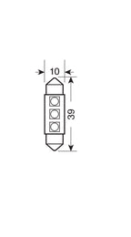 24V Led Series - 3 SMD x 3 chips - 10x39 mm - SV8,5-8 - 2 pz - Scatola - Bianco - Doppia polarità