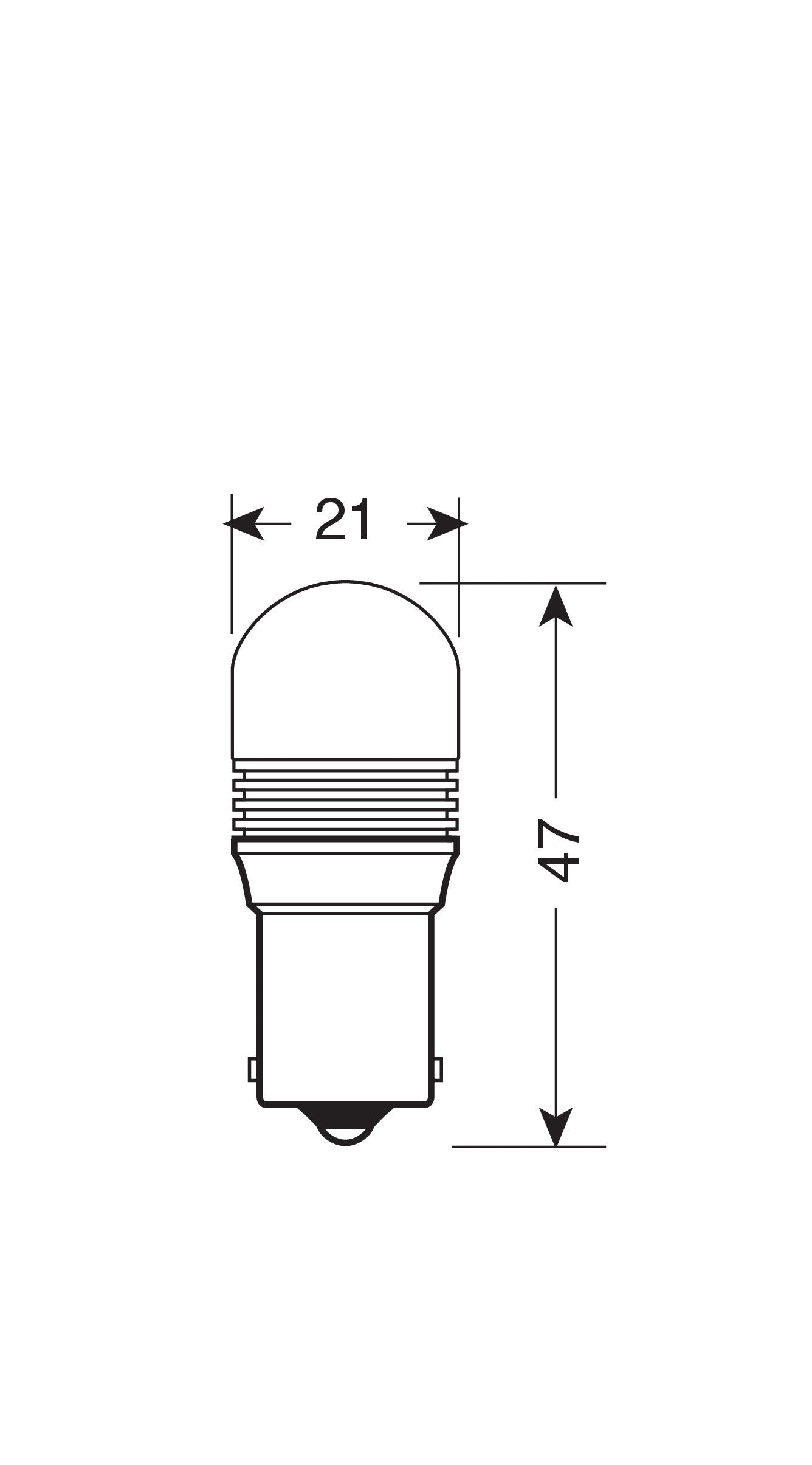 12V Led Series - 1 Super SMD x 1 chip - (P21W) - BA15s - 1 pz - D/Blister - Bianco - Doppia polarità