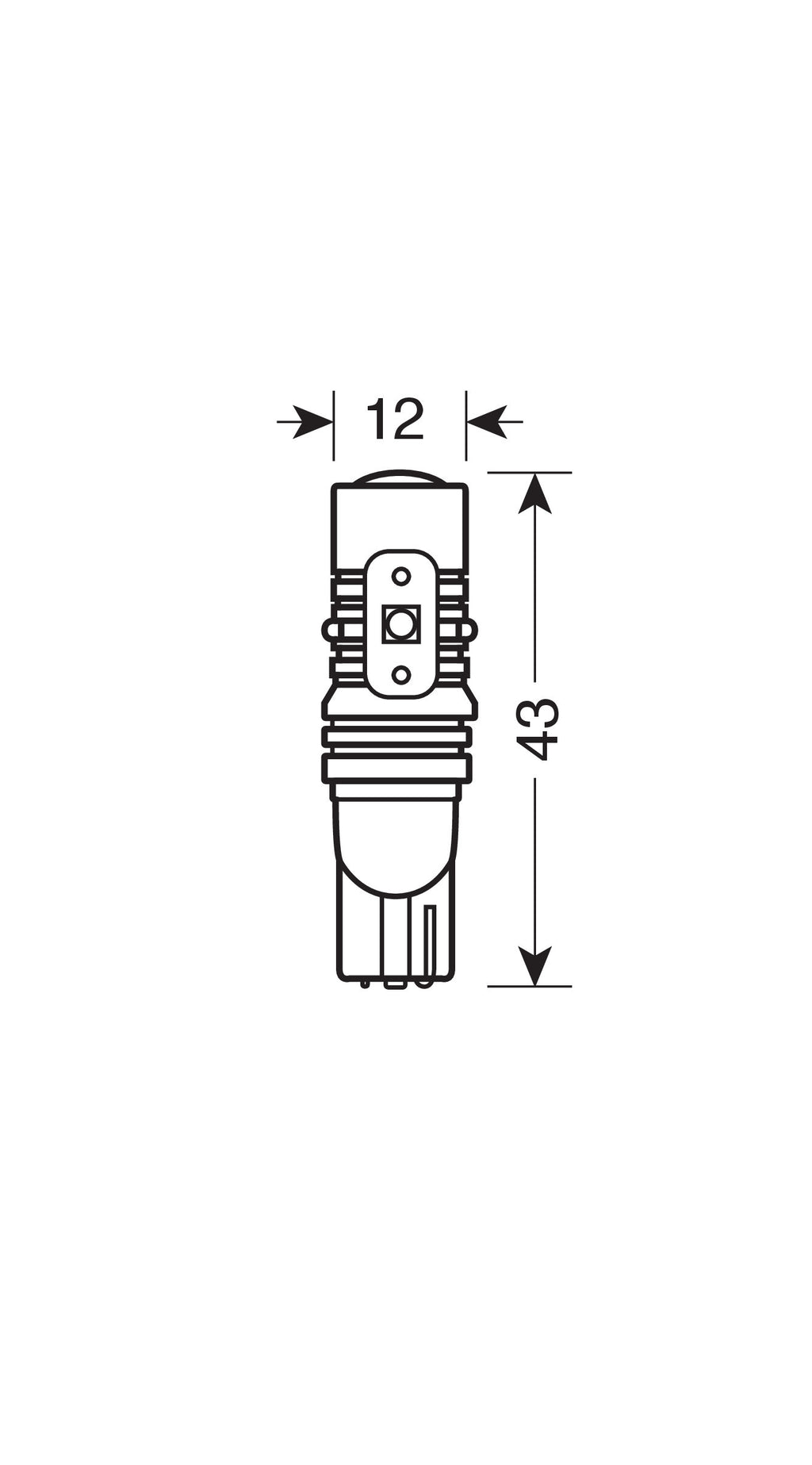 12/24V Mega-Led 45 - 5 SMD x 9 chips - (T10) - W2,1x9,5d - 2 pz - D/Blister - Bianco - Doppia polarità