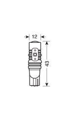 12/24V Mega-Led 45 - 5 SMD x 9 chips - (T10) - W2,1x9,5d - 2 pz - D/Blister - Bianco - Doppia polarità