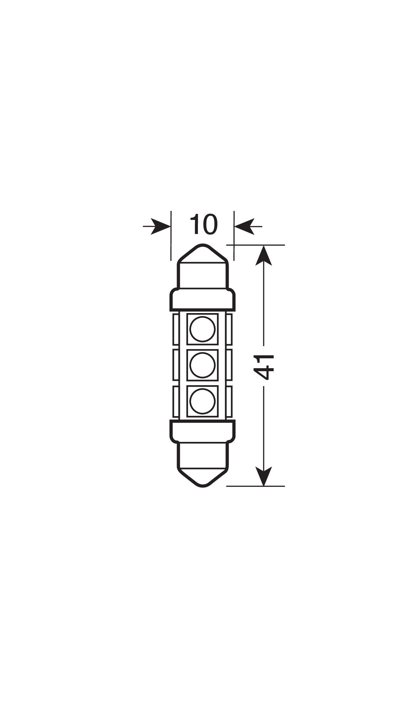 24V Led Series - 12 SMD x 3 chips - 11x41 mm - SV8,5-8 - 2 pz - Scatola - Bianco - Doppia polarità