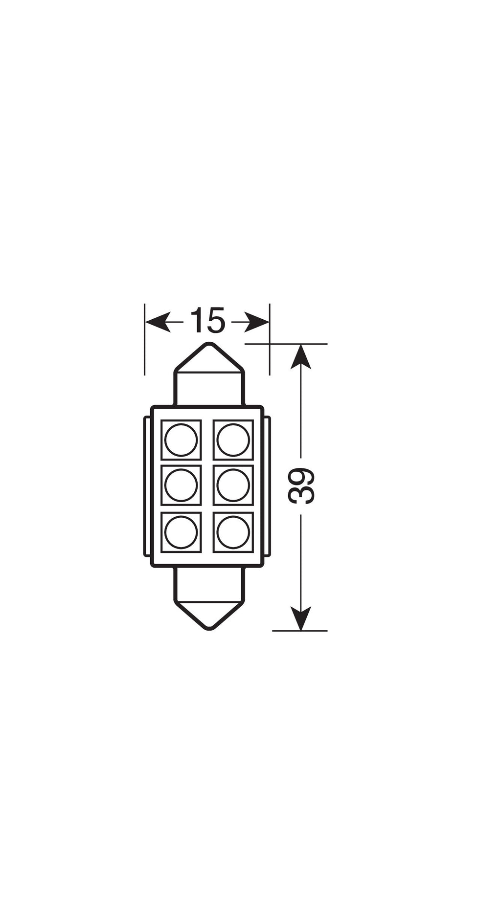 24V Led Series - 6 SMD x 3 chips - 15x39 mm - SV8,5-8 - 2 pz - Scatola - Bianco - Doppia polarità
