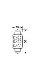 24V Led Series - 6 SMD x 3 chips - 15x39 mm - SV8,5-8 - 2 pz - Scatola - Bianco - Doppia polarità