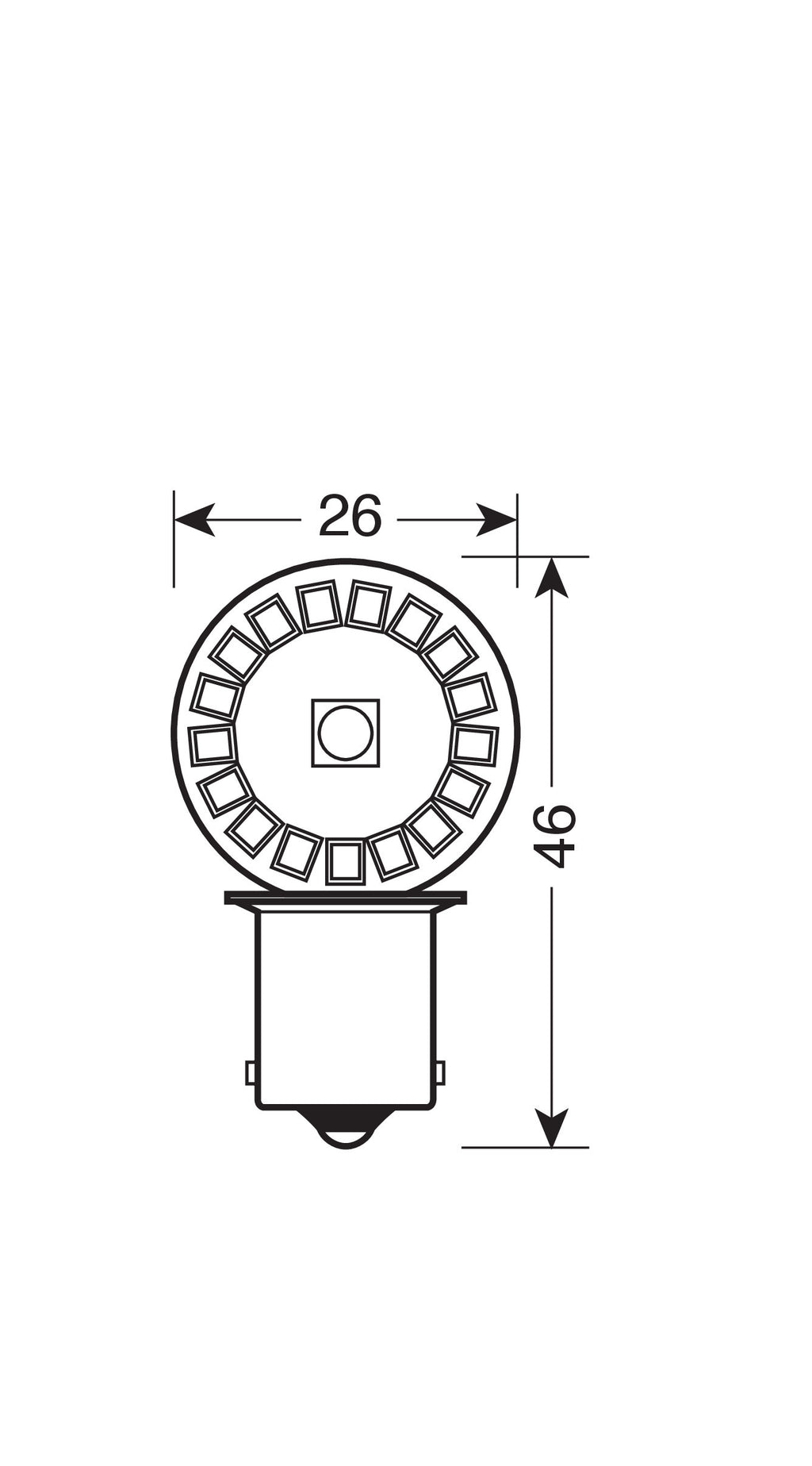 24V Led Series - 34 SMD x 3 chips - (P21W) - BA15s - 2 pz - Scatola - Bianco