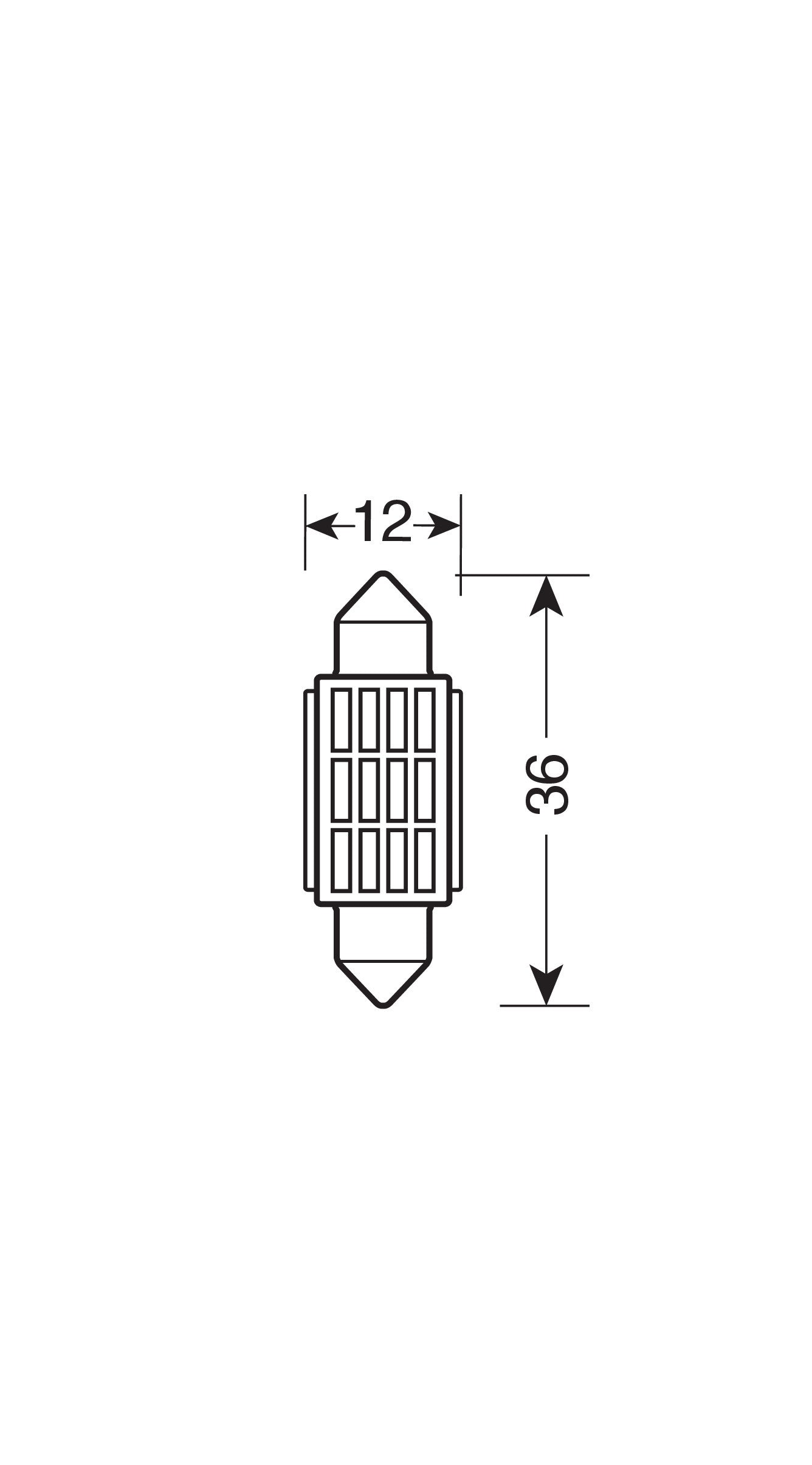 12/24V Led Series - 12 SMD x 1 chip - (C5W) - 12x36 mm - SV8,5-8 - 1 pz - Scatola - Bianco - Doppia polarità - Resistenza incorporata