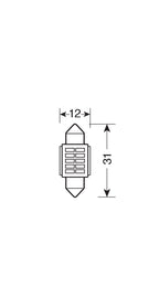 12/24V Led Series - 10 SMD x 1 chip - 12x31 mm - SV8,5-8 - 1 pz - Scatola - Bianco - Doppia polarità - Resistenza incorporata