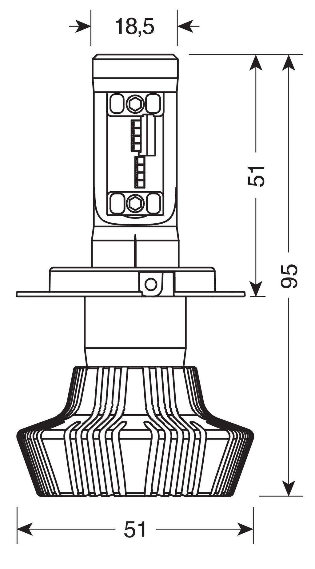 12/24V Halo Led Serie 1 - (H4) - 25W - P43t - 1 pz - D/Blister