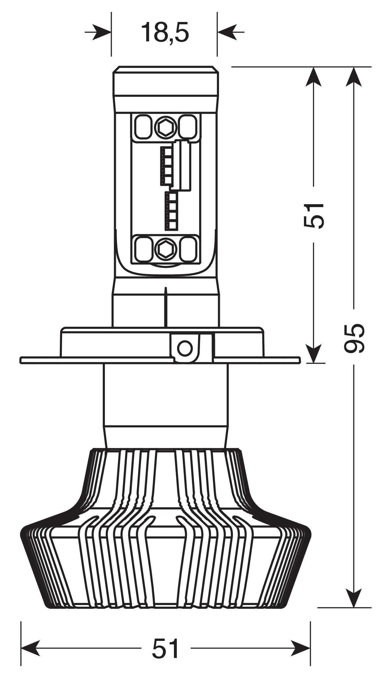12/24V Halo Led Serie 1 - (H4) - 25W - P43t - 1 pz - D/Blister