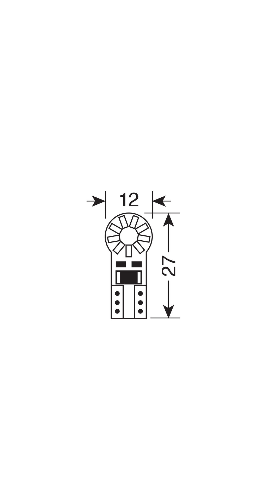 12V Hyper-Led 18 - 18 SMD x 1 chips - (T10) - W2,1x9,5d - 2 pz - Scatola - Bianco - Doppia polarità - Resistenza incorporata