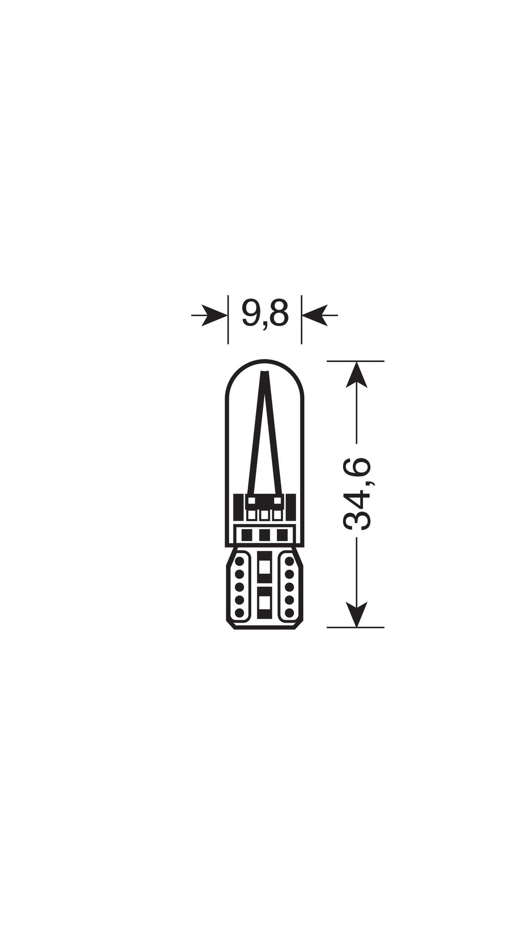 12/24V Led series - 2 Led COB - (T10) - W2,1x9,5d - 2 pz - Scatola - Bianco - Doppia polarità