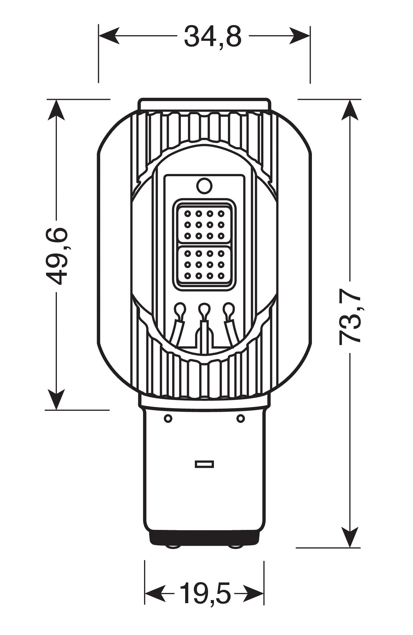 12/24V Mega-Led 2 - 2 SMD x 12 chip - (S2) - BA20d - 1 pz - Scatola - Bianco - Doppia polarità - Resistenza incorporata