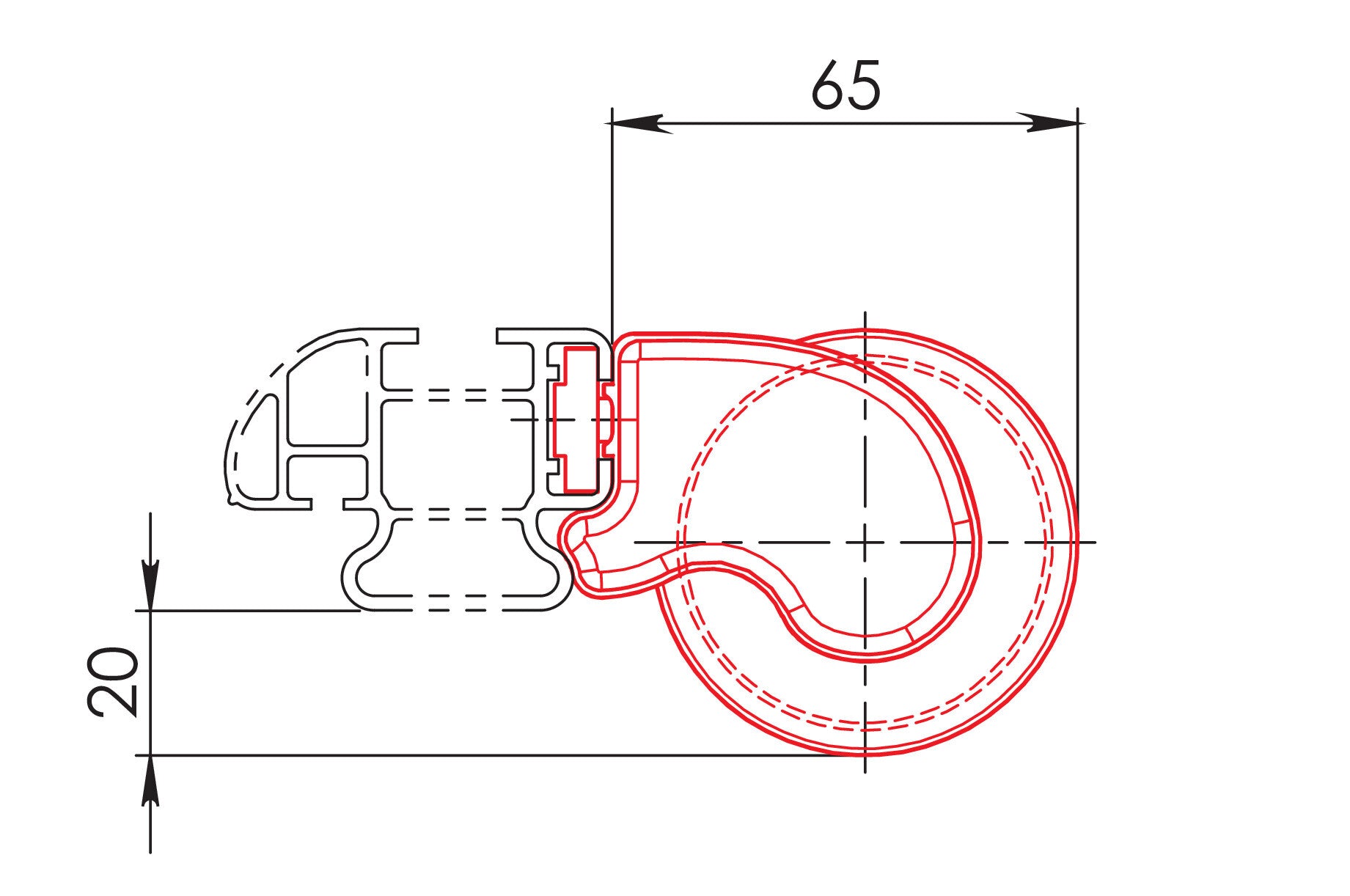 KP-0, rullo posteriore - 64 cm