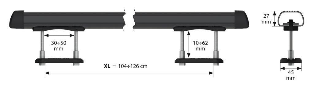 Club, set completo barre portatutto in acciaio - XL - 135 cm