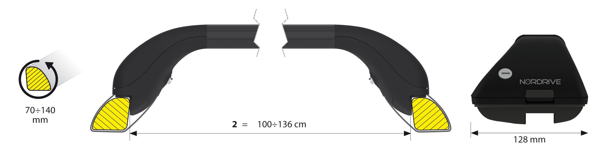 Snap Steel Rail, set completo barre portatutto telescopiche in acciaio - L - F0
