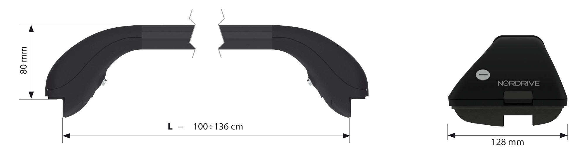 Snap Steel, coppia barre portatutto telescopiche in acciaio - L - 100÷136 cm