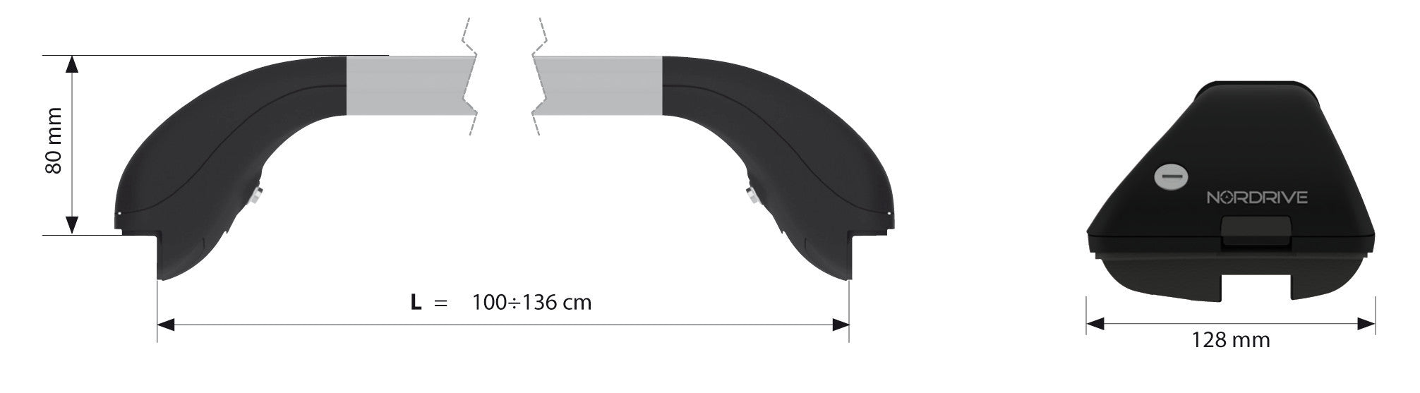 Snap Alu, coppia barre portatutto telescopiche in alluminio - L - 100÷136 cm