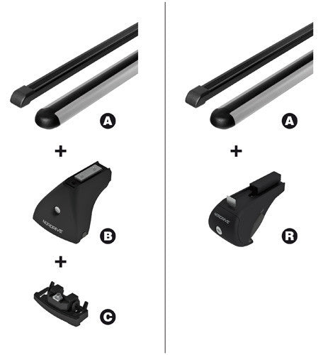Quadra, coppia barre portatutto in acciaio - M - 120 cm