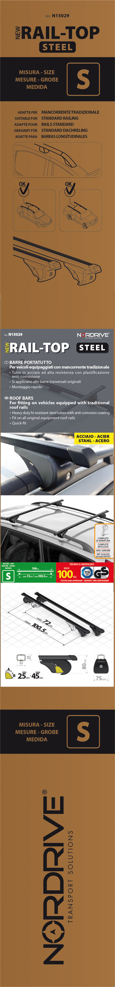 Quadra Rail, set completo barre portatutto in acciaio - S - Evos RS