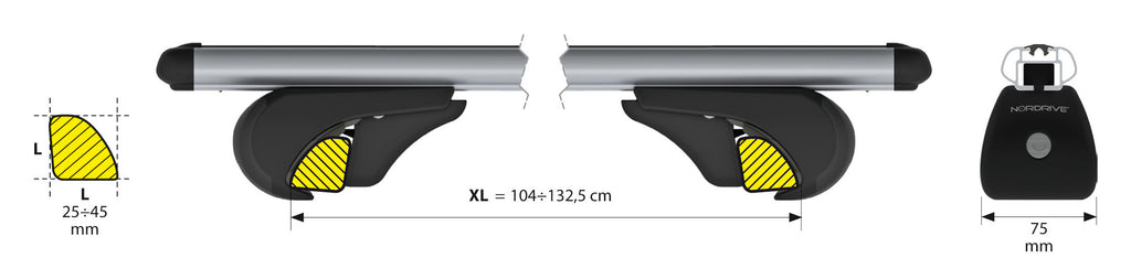 Alumia Rail, set completo barre portatutto in alluminio - XL - Evos RA