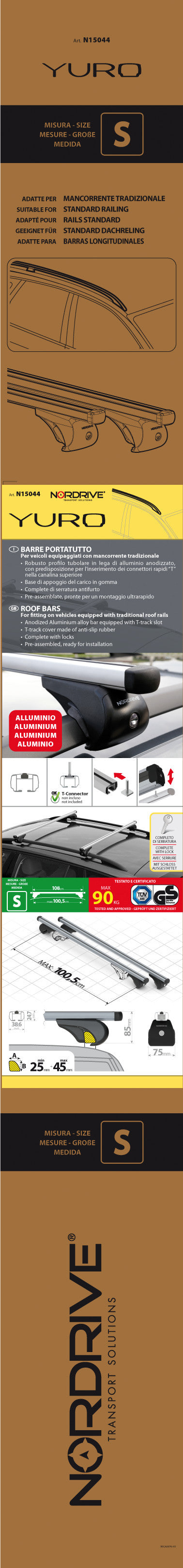 Helio Rail, set completo barre portatutto in alluminio - S - Evos RA