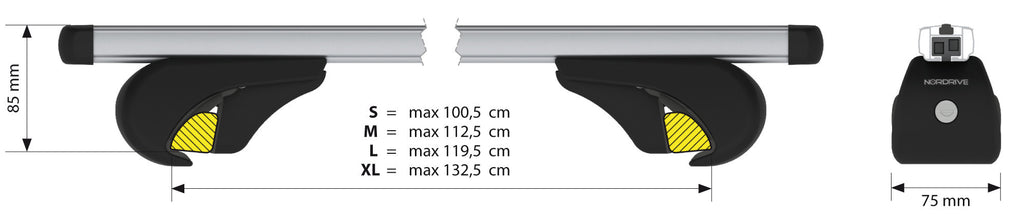 Helio Rail, set completo barre portatutto in alluminio - M - Evos RA