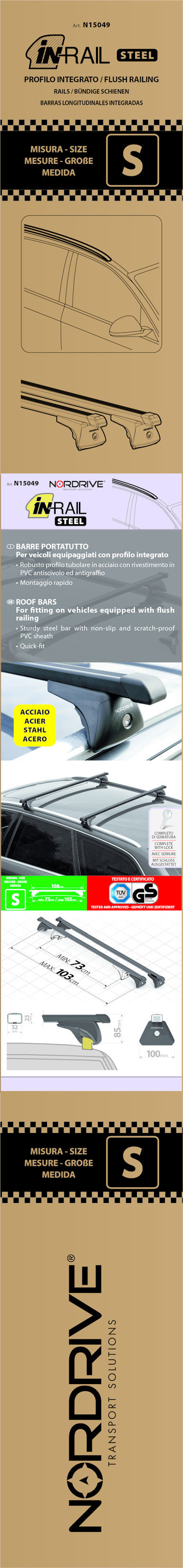 Quadra In-Rail, set completo barre portatutto in acciaio - S - Evos IS