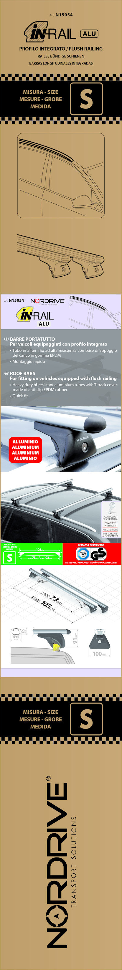 Alumia In-Rail, set completo barre portatutto in alluminio - S - Evos IA