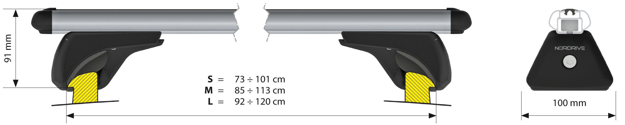 Alumia In-Rail, set completo barre portatutto in alluminio - S - Evos IA